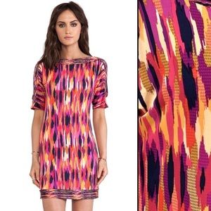 TRINA TURK Colorful Boatneck Cold Shoulder Dress S/XS